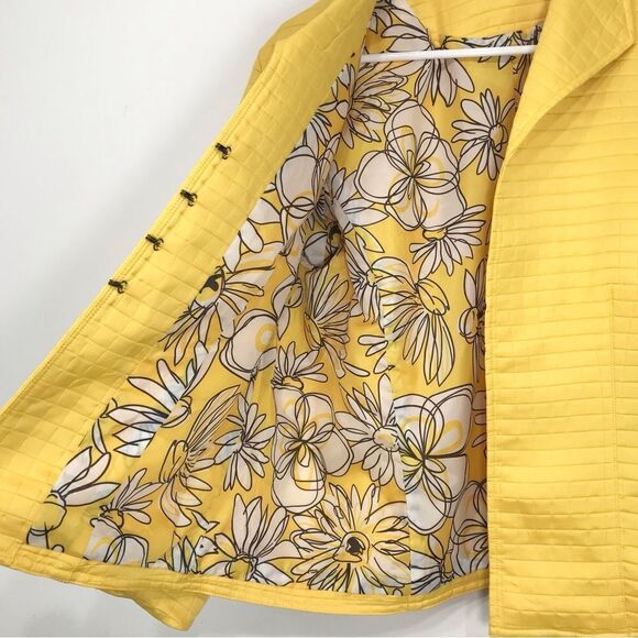 Laura Ashley Sunshine Yellow Lightweight Quilted Floral Lined Blazer Jacket - Picture 5 of 13
